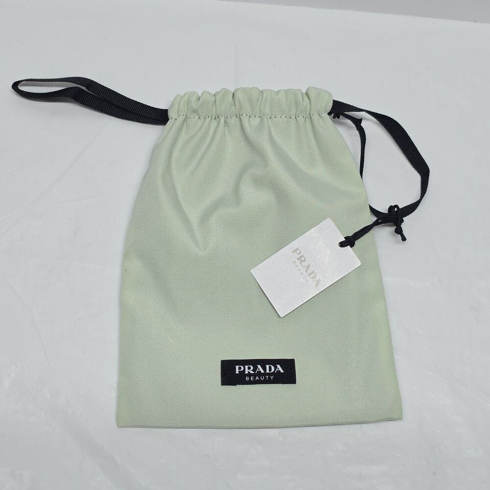 Prada Beauty Pouch Makeup Bag Drawstring Reversible Mint Green & Black